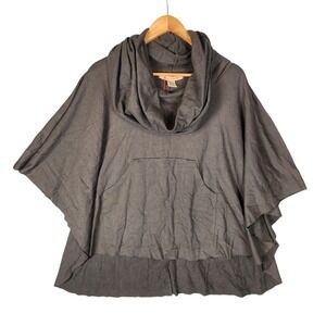 XCVI Wearables Paige Poncho  Small Gray Cowl Neck Hood Fleece Lagenlook New